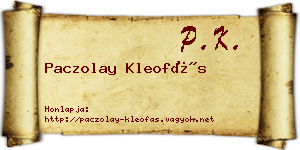 Paczolay Kleofás névjegykártya